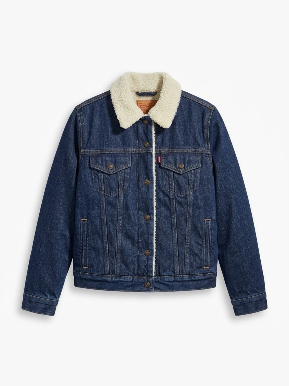 Levi's Classic Sherpa-Lined Denim Jacket Dark Blue Wash Women's Size S